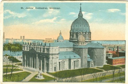 Montreal churches, historical images, Quebec postcards