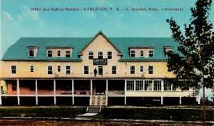 QUEBEC SURNAMES: Ouellet + Rivet, Houallet LOCATION: Quebec | Vintage Postcard of Oullet's Hotel des Sables Rouges, in Carleton, Quebec